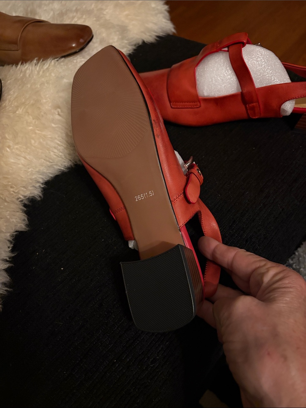 Red Leather Slingback Mules - Picture 8 of 14